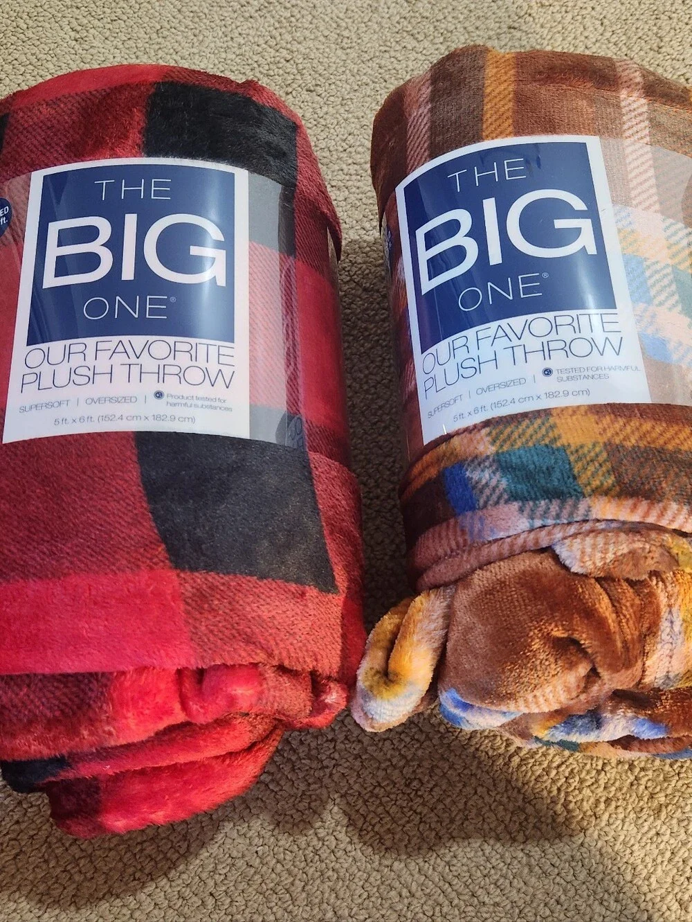 The Big One Plush Throw - Red & Brown Plaid Duo